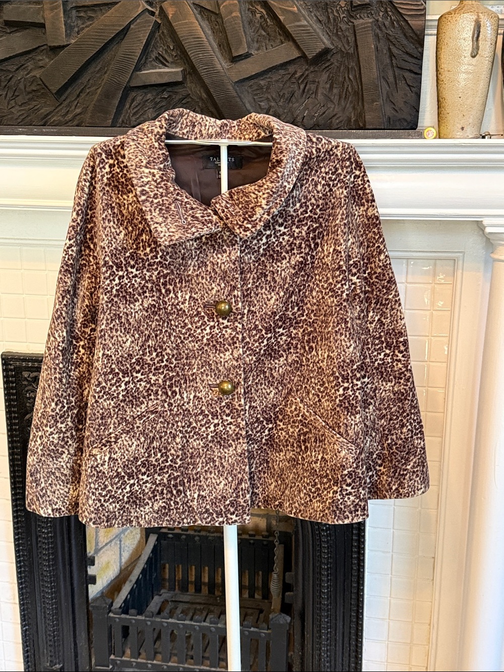 Talbots Leopard Print Swing  Jacket in brushed velvet- worn a few times